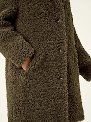 Roman Green Petite Teddy Longline Coat - Image 5 of 5
