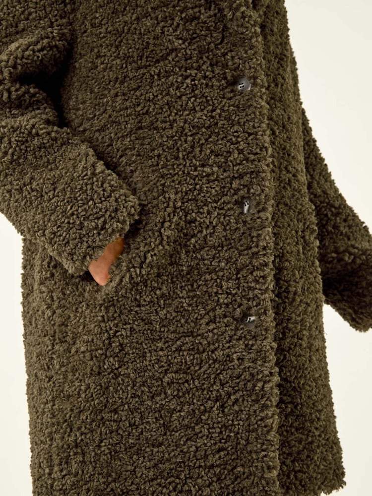 Roman Green Petite Teddy Longline Coat - Image 5 of 5