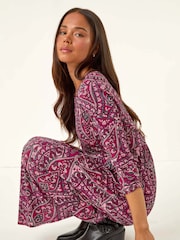 Roman Purple Petite Paisley Pocket Midi Dress - Image 2 of 4