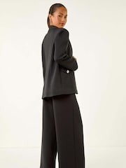 Roman Black Petite Pocket Detail Stretch Blazer - Image 3 of 5