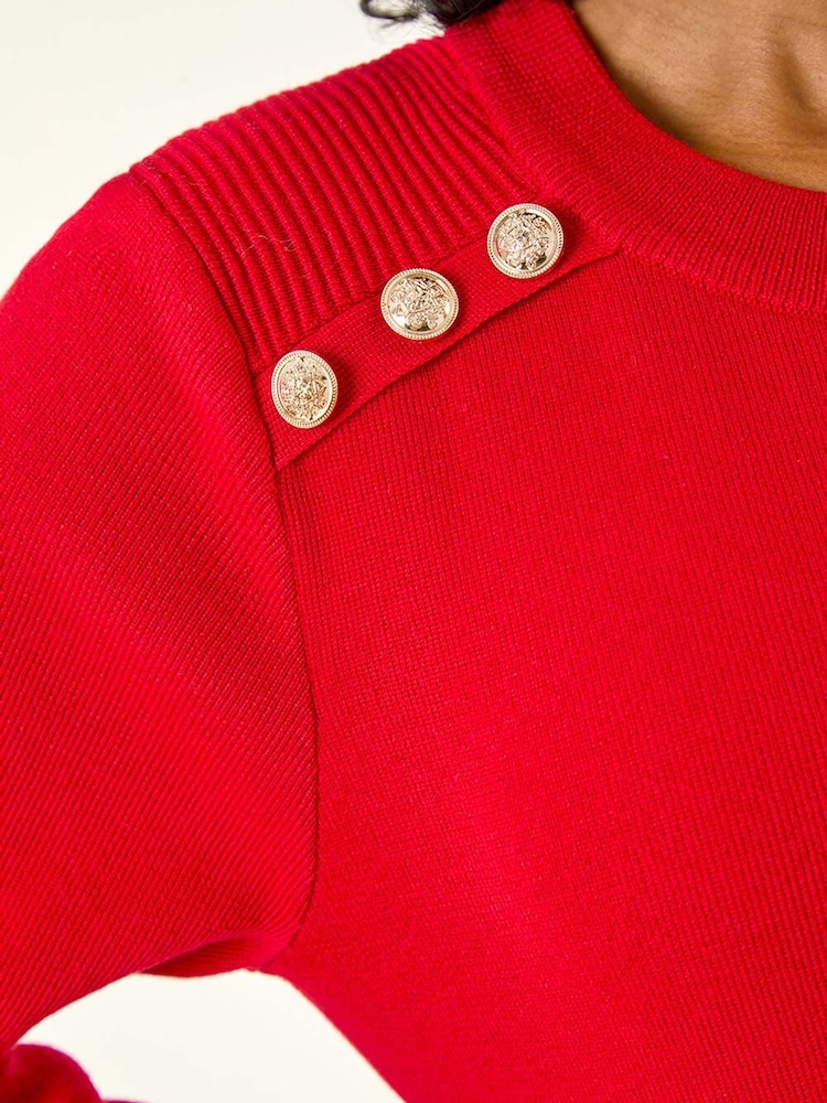 Roman Red Petite Button Shoulder Knit Jumper - Image 5 of 5