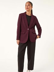 Roman Purple Petite Textured Buttoned Blazer - Image 1 of 5