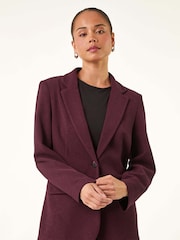 Roman Purple Petite Textured Buttoned Blazer - Image 4 of 5