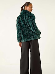 Roman Green Petite Leopard Fur Coat - Image 3 of 5