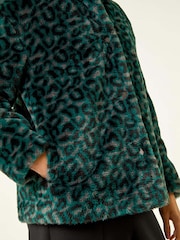 Roman Green Petite Leopard Fur Coat - Image 5 of 5