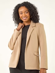 Roman Natural Petite Pocket Detail Stretch Blazer - Image 4 of 5