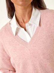 Rosa - Roman Petite V-Neck Jumper - Imagem 5 de 5