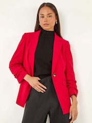 Roman Red Petite Ruched Buttoned Blazer - Image 1 of 5