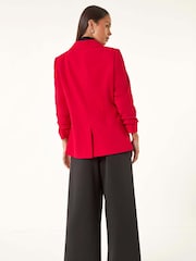 Roman Red Petite Ruched Buttoned Blazer - Image 3 of 5