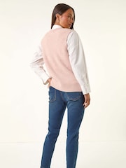 Roman Light Pink Cableknit Knitted Vest - Image 3 of 5