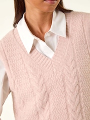 Roman Light Pink Cableknit Knitted Vest - Image 5 of 5