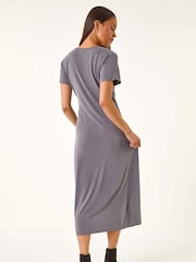 Roman Grey Petite Twist Front Midi Dress - Image 3 of 5