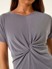 Roman Grey Petite Twist Front Midi Dress - Image 5 of 5