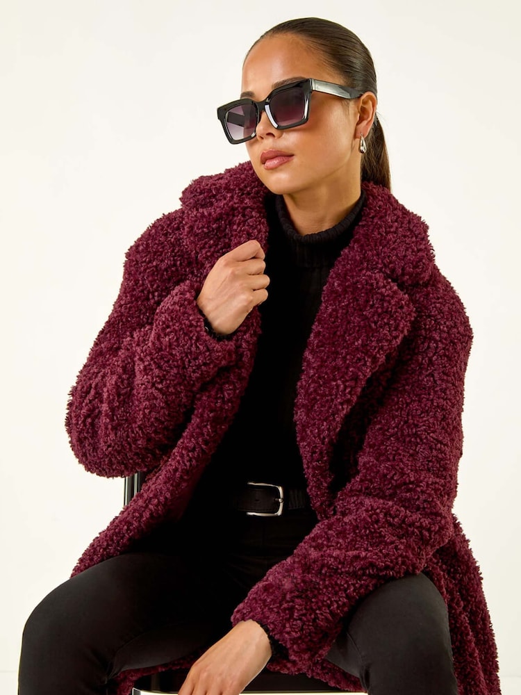 Roman Red Petite Teddy Longline Coat - Image 1 of 5