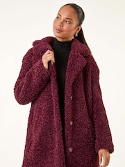 Roman Red Petite Teddy Longline Coat - Image 4 of 5