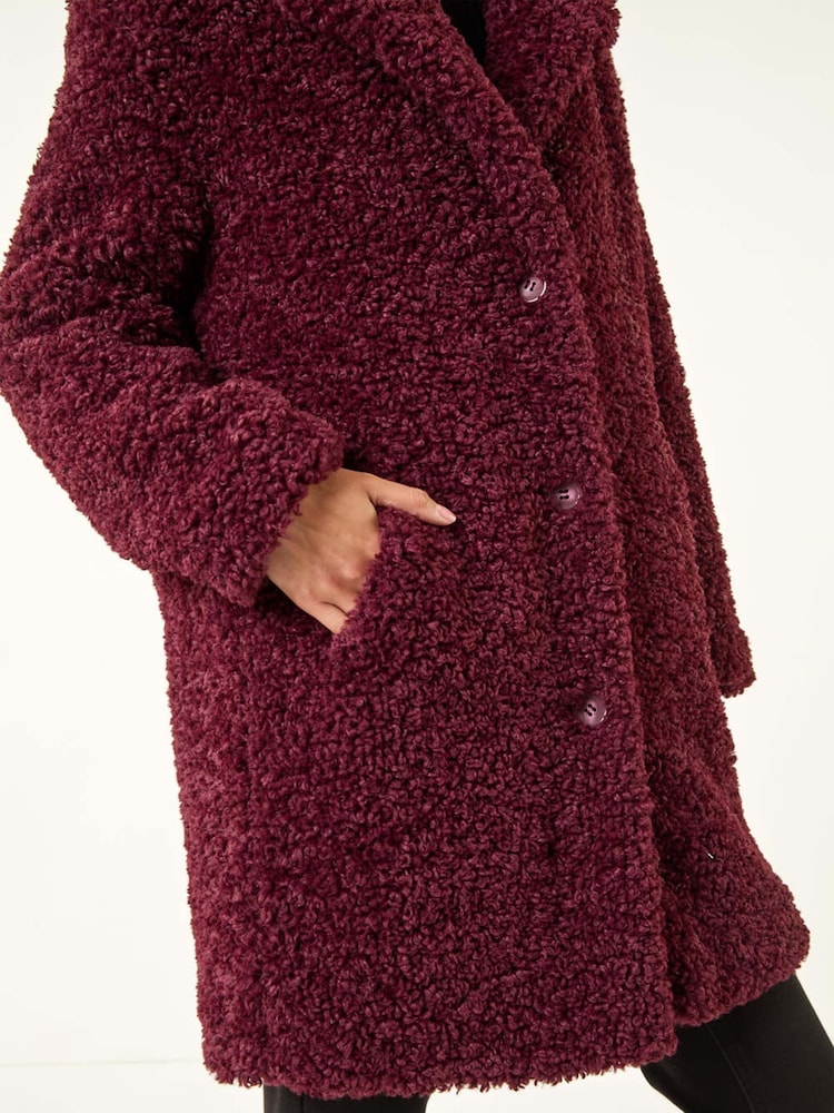 Roman Red Petite Teddy Longline Coat - Image 5 of 5