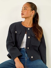 Roman Blue Petite Button Up Pocket Jacket - Image 1 of 5