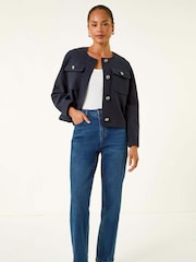 Roman Blue Petite Button Up Pocket Jacket - Image 2 of 5