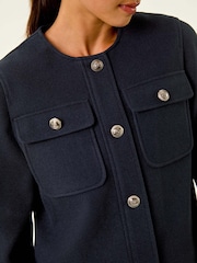 Roman Blue Petite Button Up Pocket Jacket - Image 5 of 5