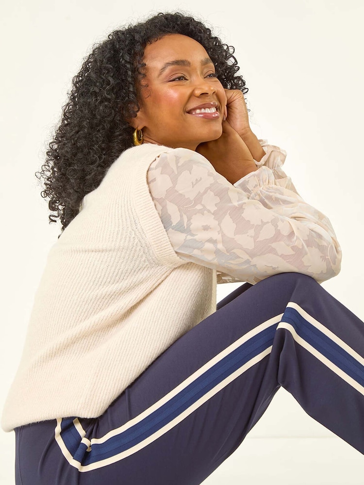 Roman Blue Petite Side Stripe Ponte Trousers - Image 2 of 5