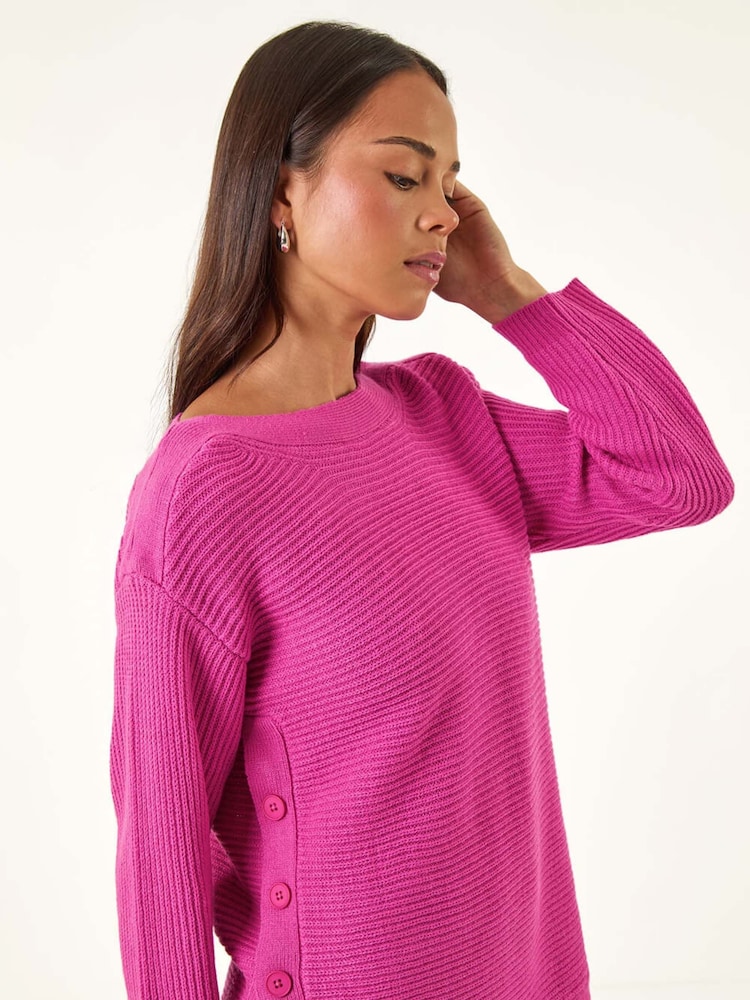 Roman Pink Petite Curve Hem Knit Jumper - Image 1 of 5 Roman Pink Petite Curve Hem Knit Jumper - Image 1 of 5
