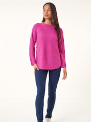 Roman Pink Petite Curve Hem Knit Jumper - Image 2 of 5