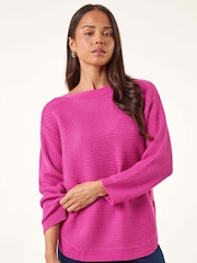 Roman Pink Petite Curve Hem Knit Jumper - Image 4 of 5