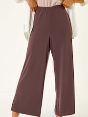 Roman Brown Petite Wide Leg Stretch Trousers - Image 4 of 5