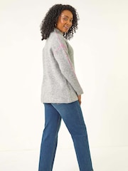 Roman Grey Petite Contrast Stitch Knit Jumper - Image 3 of 5