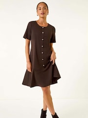 Roman Brown Petite Flute Hem Stretch Dress - Image 2 of 5