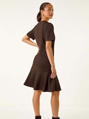 Roman Brown Petite Flute Hem Stretch Dress - Image 3 of 5