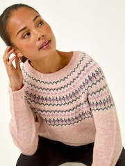 Roman Pink Petite Metallic Pattern Knit Jumper - Image 2 of 5