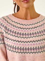 Roman Pink Petite Metallic Pattern Knit Jumper - Image 5 of 5