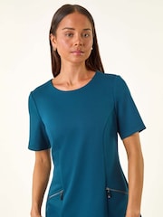 Azul - Vestido Roman Petite com zíper e bolso - Imagem 4 de 5