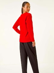 Roman Red Petite V-Neck Knit Jumper - Image 3 of 5