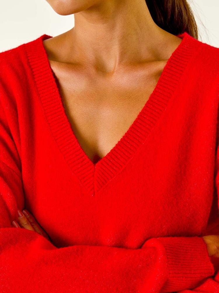 Roman Red Petite V-Neck Knit Jumper - Image 5 of 5
