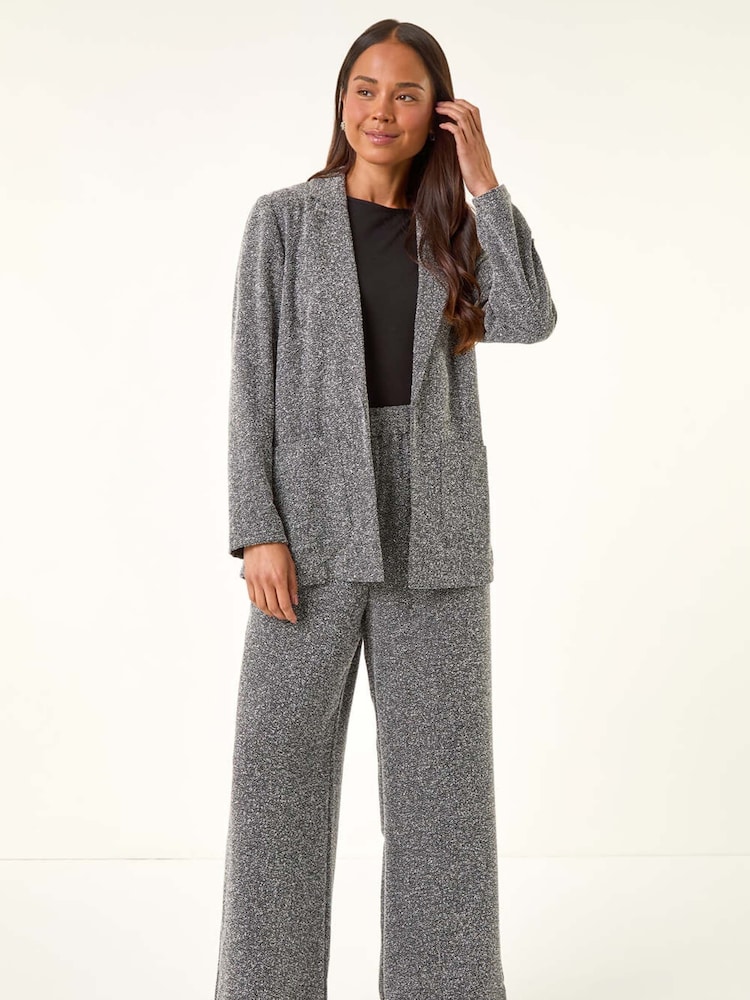 Roman Black Petite Herringbone Pocket Blazer - Image 2 of 5 Roman Black Petite Herringbone Pocket Blazer - Image 2 of 5