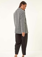 Roman Black Petite Herringbone Pocket Blazer - Image 3 of 5
