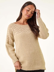 Roman Petite Metallic Contrast Knit Jumper - Imagem 1 de 5