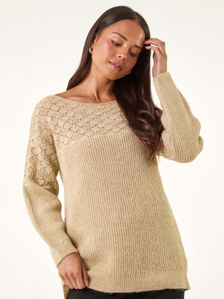 Roman Petite Metallic Contrast Knit Jumper - Imagem 1 de 5
