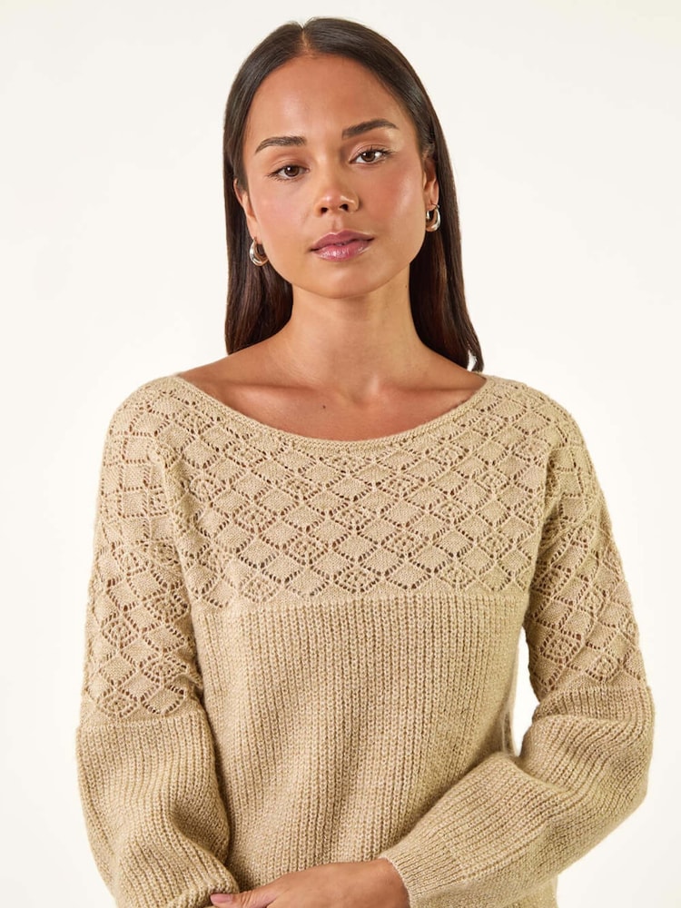 Roman Petite Metallic Contrast Knit Jumper - Imagem 2 de 5