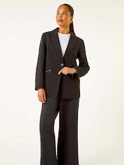 Roman Black Petite Zip Pocket Stretch Blazer - Image 3 of 5