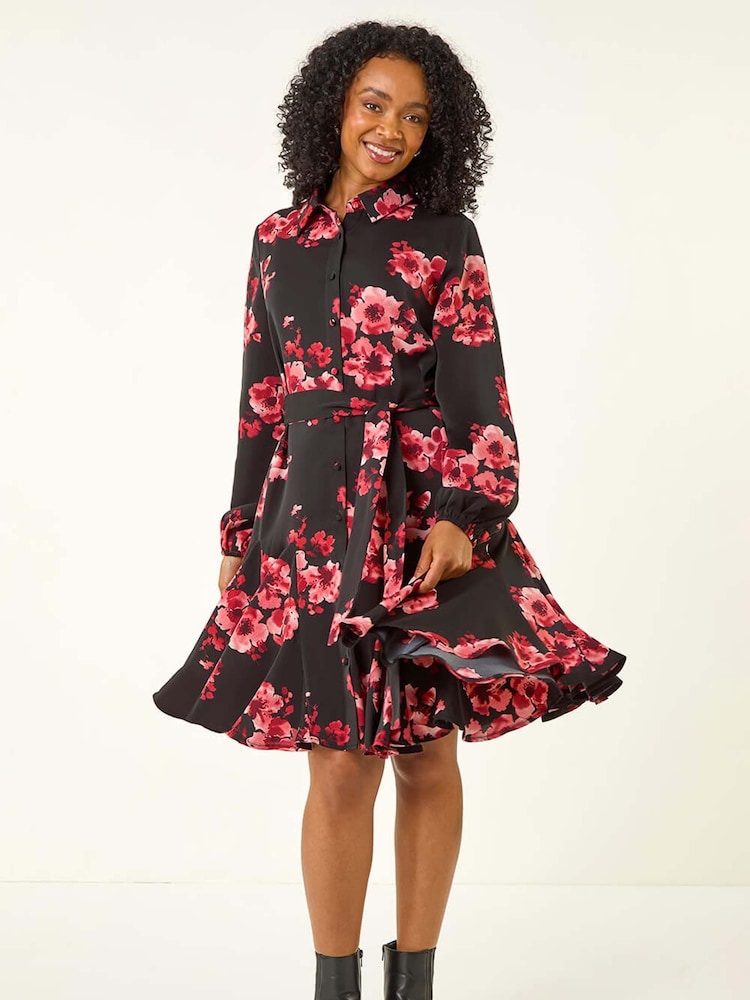 Roman Red Petite Floral Print Shirt Dress - Image 2 of 5