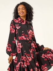 Roman Red Petite Floral Print Shirt Dress - Image 4 of 5