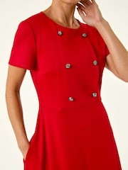 Roman Red Petite Button Stretch Midi Dress - Image 5 of 5