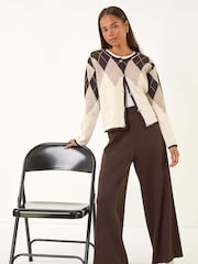 Roman Brown Petite Wide Leg Ponte Stretch Trousers - Image 1 of 5