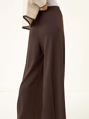 Roman Brown Petite Wide Leg Ponte Stretch Trousers - Image 3 of 5
