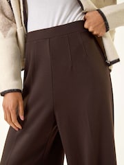 Roman Brown Petite Wide Leg Ponte Stretch Trousers - Image 5 of 5