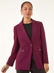 Roman Purple Petite Zip Pocket Stretch Blazer - Image 1 of 5
