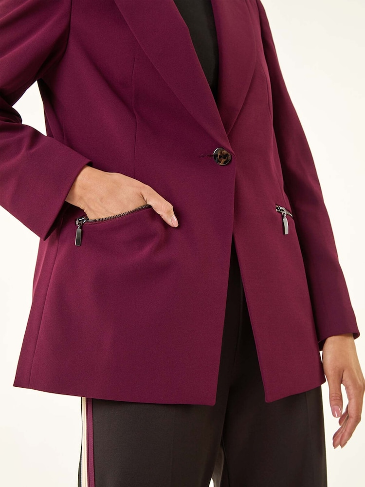 Roman Purple Petite Zip Pocket Stretch Blazer - Image 5 of 5 Roman Purple Petite Zip Pocket Stretch Blazer - Image 5 of 5